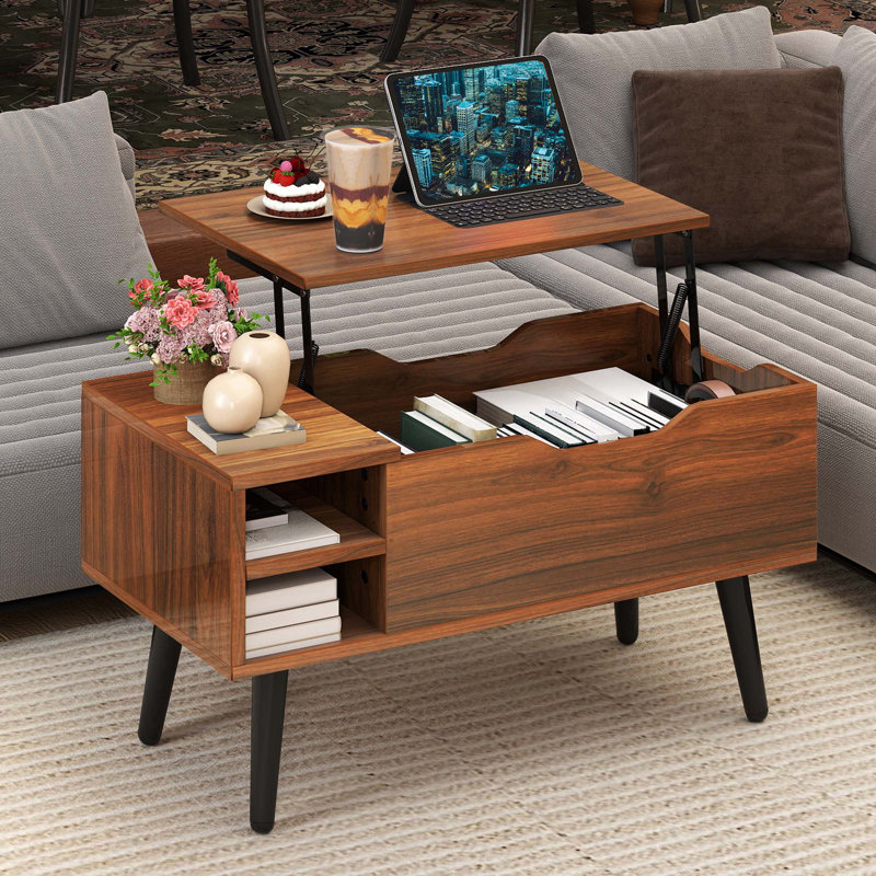 Lift Top Four Leg Coffee Table with Storage