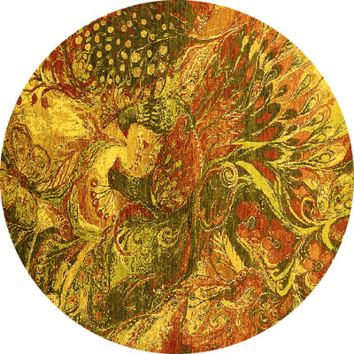 Tapis jaune / noir / rouge en polyester tissé à la machine Mannus