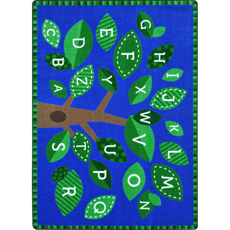 Tapis vert 7 pi 8 po x 10 pi 9 po Leafy Letters, Rectangle 129 po x 92 po