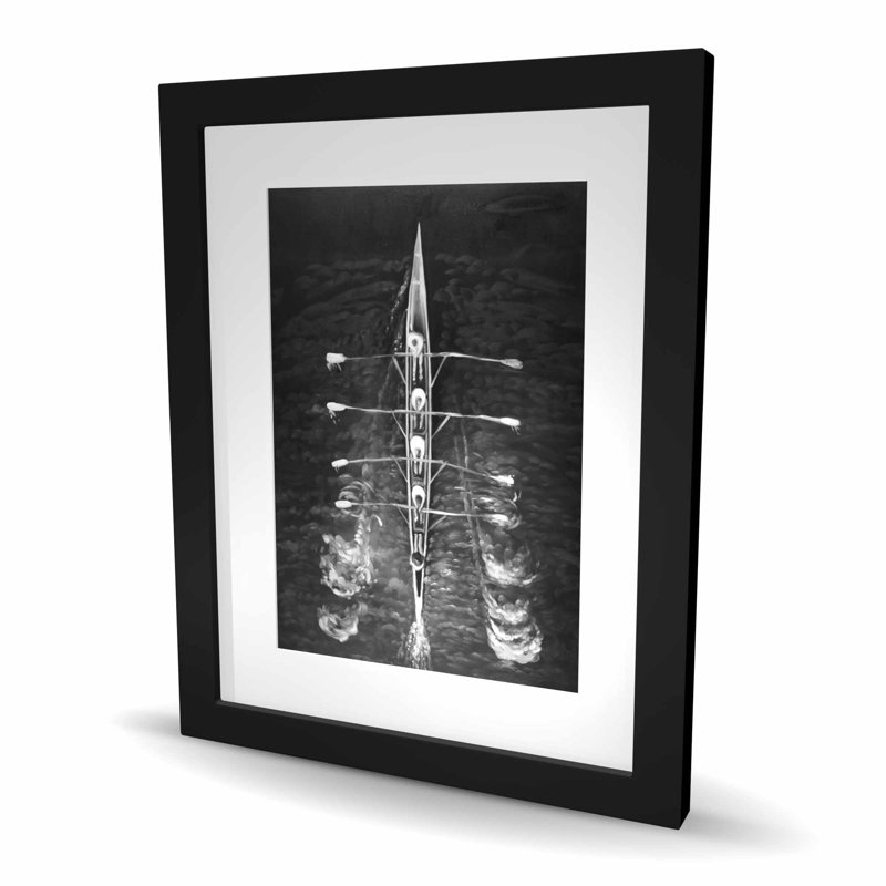 Bateau à rames - décor de salon noir mat, H 20 po x l 16 po
