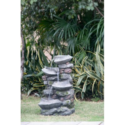 Trinx, Natural Looking Stone Fountain, Outdoor Water Fountain With LED Lights Resin Fountain Decor For Garden Patio Fold Courtyard Deck, 31.5Inch Tall -  99237E0CABA64225B2CCC19D512CC31A