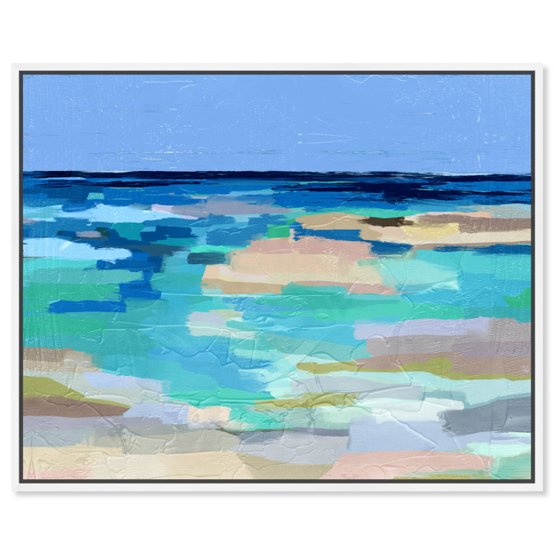 «Abstract Sea Beach Coastal Blue», cadre photo, Cadre flottant blanc, H 30 po x l 36 po x P 1,75 po