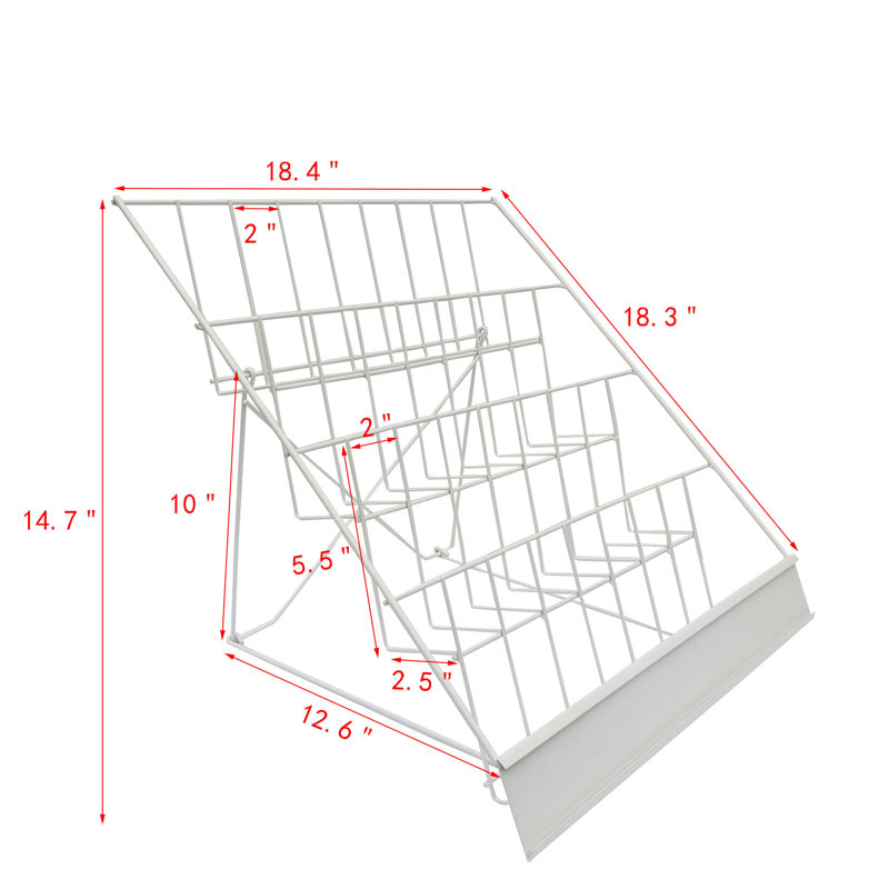 Fixturedisplays® 4-Tiered 18" Wire Display Rack Literature Brochure Magazine Stand Book Tabletop Rack, 2.5" Deep Open Shelves 11936-2WHITE