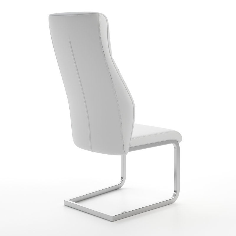 Lynasia Faux Leather Side Chair, White, Chrome