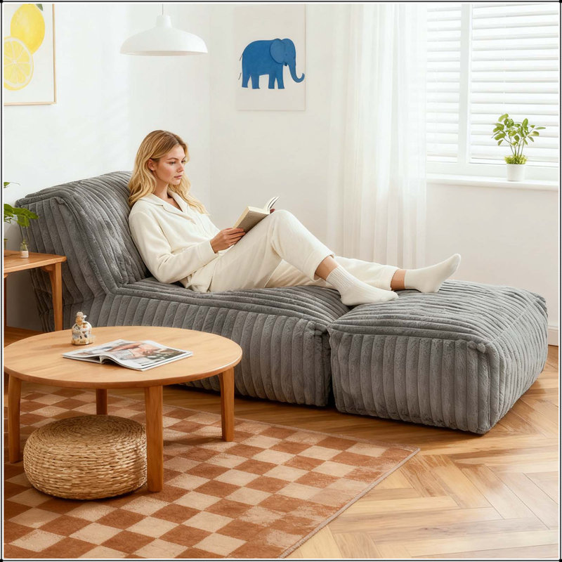 Chaise longue modulaire - Canapé-lit convertible, Gris clair