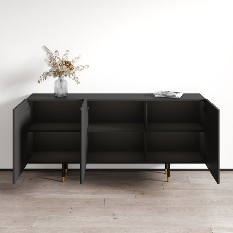 Watford 63" Sideboard with High Gloss Finish, Black