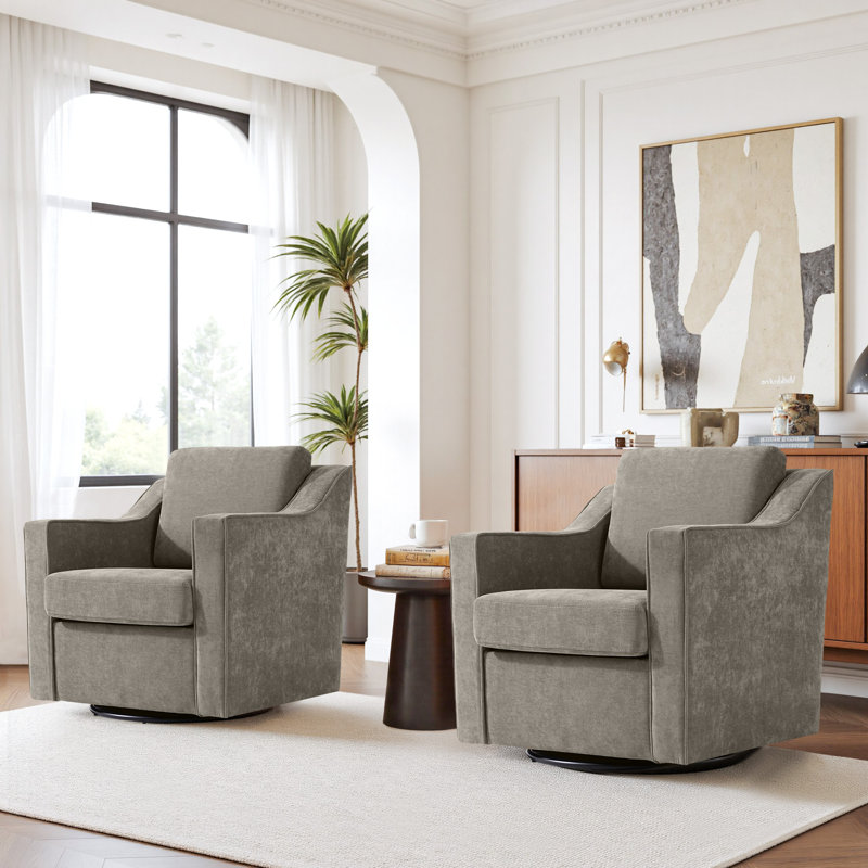 Upholstered Swivel Armchair, Sand