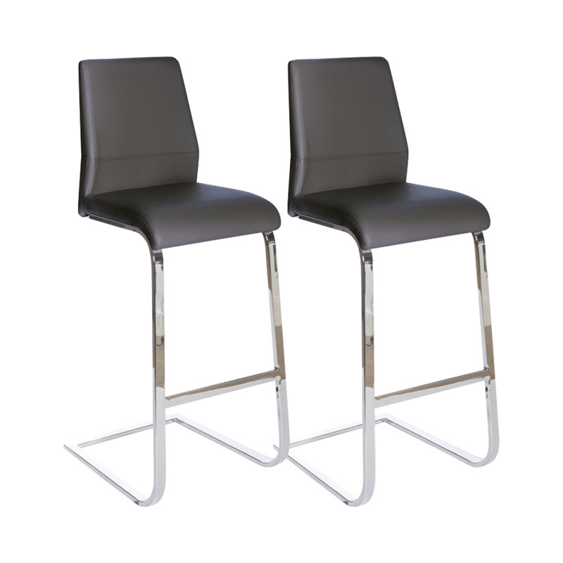 Lynn Upholstered Counter Stool with Metal Frame, Grey
