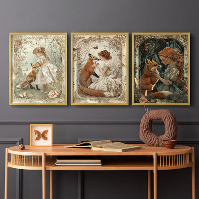 Feminine  Series  LXXXV  -Set Of 3 Framed Giclee Prints -Ready to Hang
