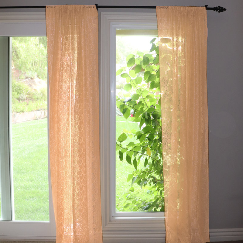Pateros Lace Sheer Curtain Single Panel, 58" W x 96" L, Peach