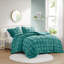 Ensemble d'édredon luxueux en velours bleu sarcelle pour grand lit - 3 pièces