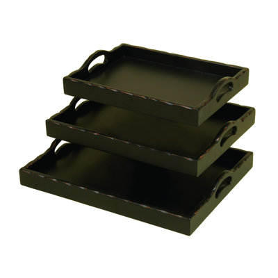 Ensemble de plateaux en bois 3 pièces