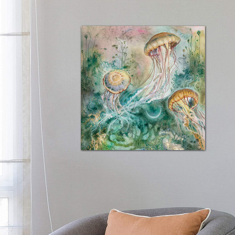 Jellyfish by Stephanie Law - Wrapped Canvas Painting, 66.04 cm H x 66.04 cm W x 3.175 cm D
