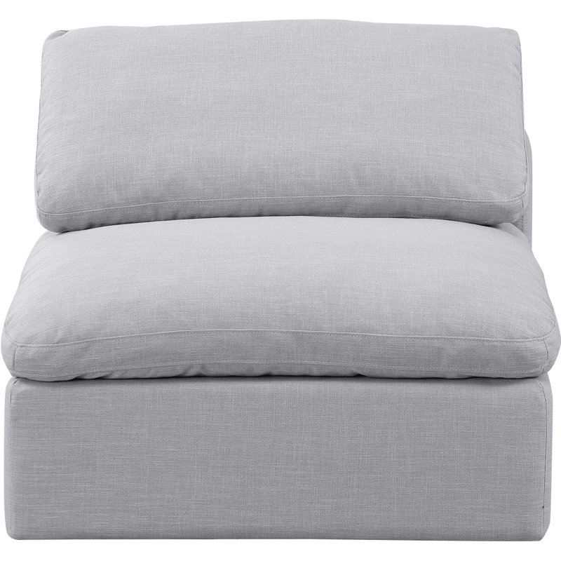 Fauteuil modulaire rembourré Musheerah Indulge, Tissu gris texturé en lin