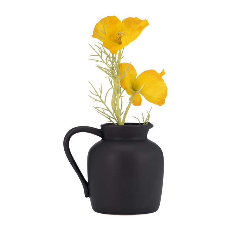  Vase pichet en céramique, Noir, H 5 po x l 6 po x P 4 po