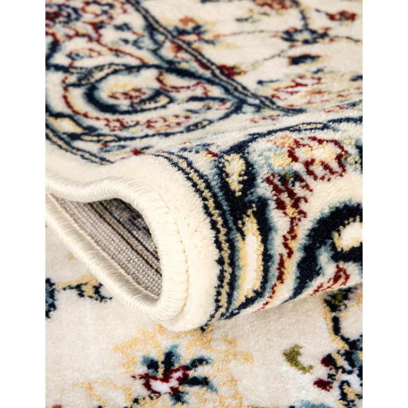 Tapis oriental Jackson / ivoire / bleu Jackson, Tapis de couloir 2 pi x 6 pi 1 po, Ivory/Blue