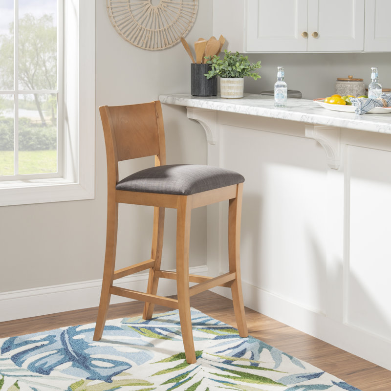 Furqan Upholstered Counter Stool with Solid Wood Frame