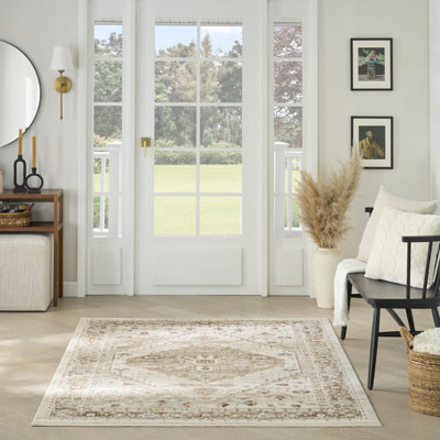 Tapis taupe ivoire 4 pi x 6 pi Nourison Pardis