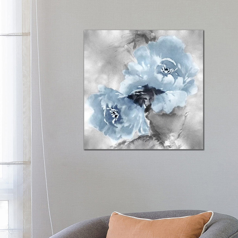 Flower Bloom On Silver II by Jesse Stevens - Print on Canvas, 93.98 cm H x 93.98 cm W x 1.91 cm D, Wrapped Canvas