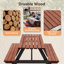 Ensemble de table de pique-nique en bois massif 75 po 75 po Capacité de 2200 lb Brun rustique pour l'extérieur avec trou de parasol pour terrasse, pelouse et barbecue (190 cm)