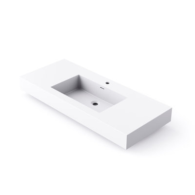 47.2'' Wall-Mount Stone Resin Bathroom Sink Rectangular Vessel Sinks For Bathroom