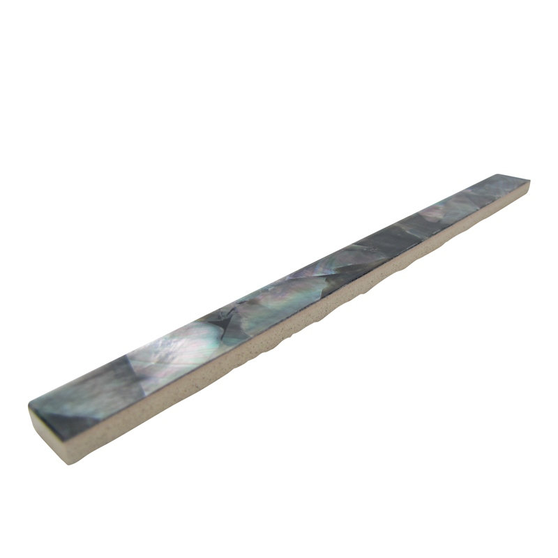 SeaTile 8" x 1" Ceramic Liner Tile Trim in Black Pearl Natural