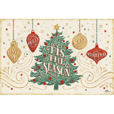 «Vintage Christmas III Red» par Janelle Penner, reproduction d'art sur toile tendue