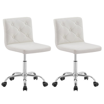 Armless Desk Chair Set Of 2, Mid Back Swivel Office Chair, Adjustable Task Chair With Rolling Wheels And Modern Tufted by Ebern Designs