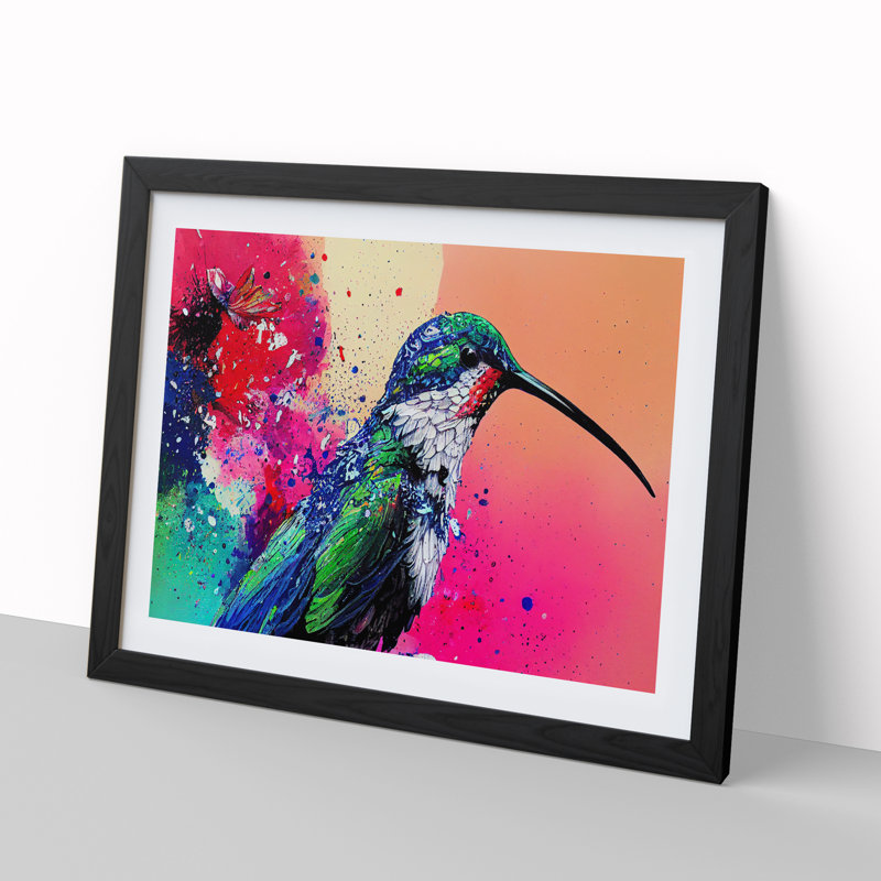 XH1022-6636X Hummingbird Vol.3 Abstract - Single Picture Frame Painting, 46cm H x 64cm W x 2cm D, Black