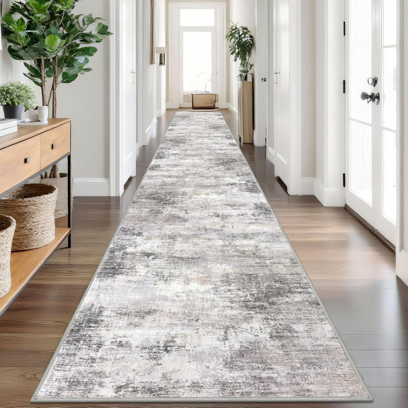 Washable Area Rugs Non Slip Bedroom Rug Living Room Rugs with Rubber Backing, Runner 3' x 20'
