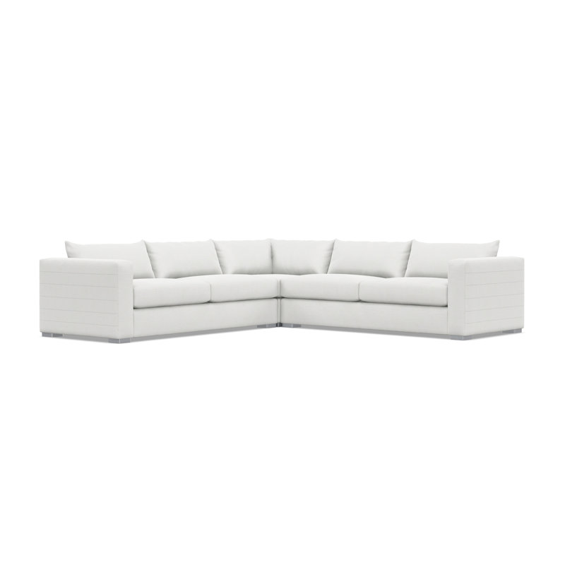 Sectional, White Polyester Blend, 32.5" H x 120.5" W x 120.5" D