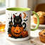 Cute Ceramic Mug with Adorable Black Cat & Jack-O'-Lantern Pumpkin Design  Suitable for Coffee, Tea, Milk.