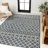 Latori Modern Geometric Moroccan Reversible Machine-Washable Navy/Cream Indoor/Outdoor Rug-1964985769