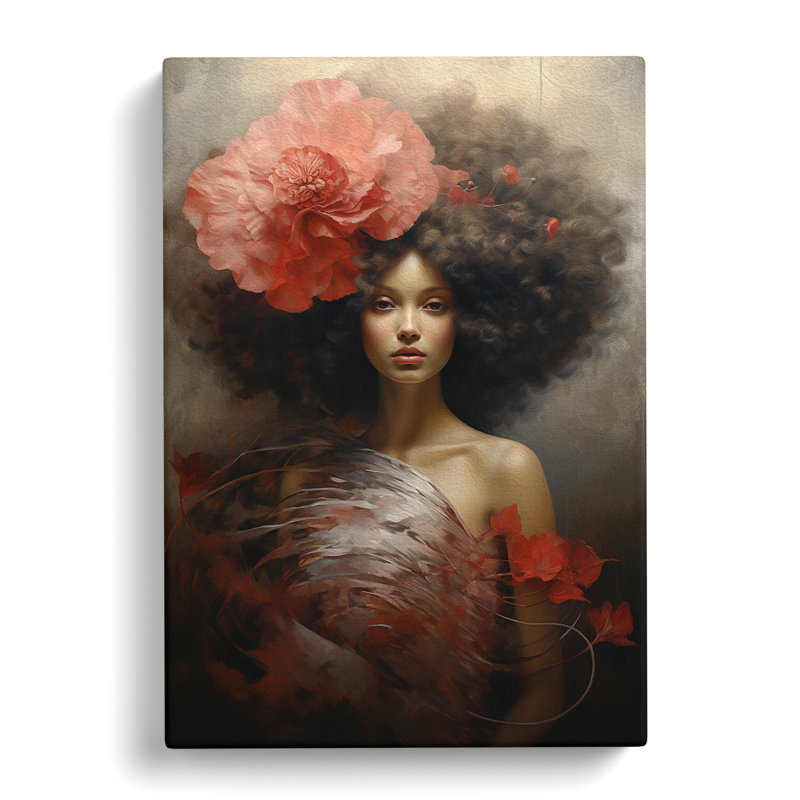 Woman With Curls Romanticism - Wrapped Canvas