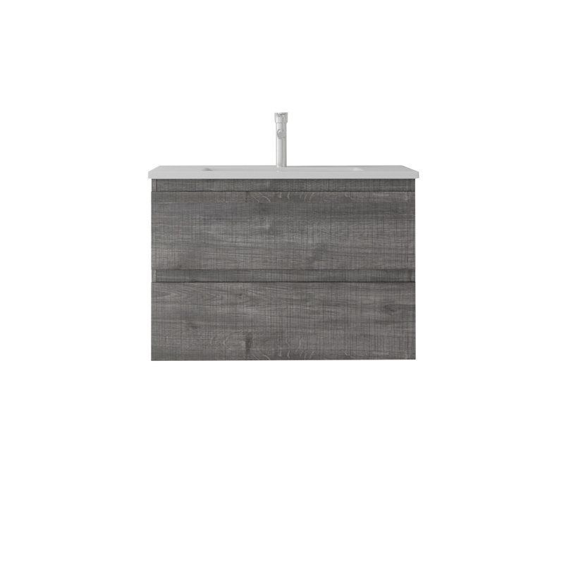 Meuble-lavabo flottant avec lavabo, Grey, 24" W