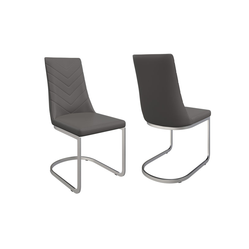 48cm H Leather Upholstered Cantilever Chair in Grey
