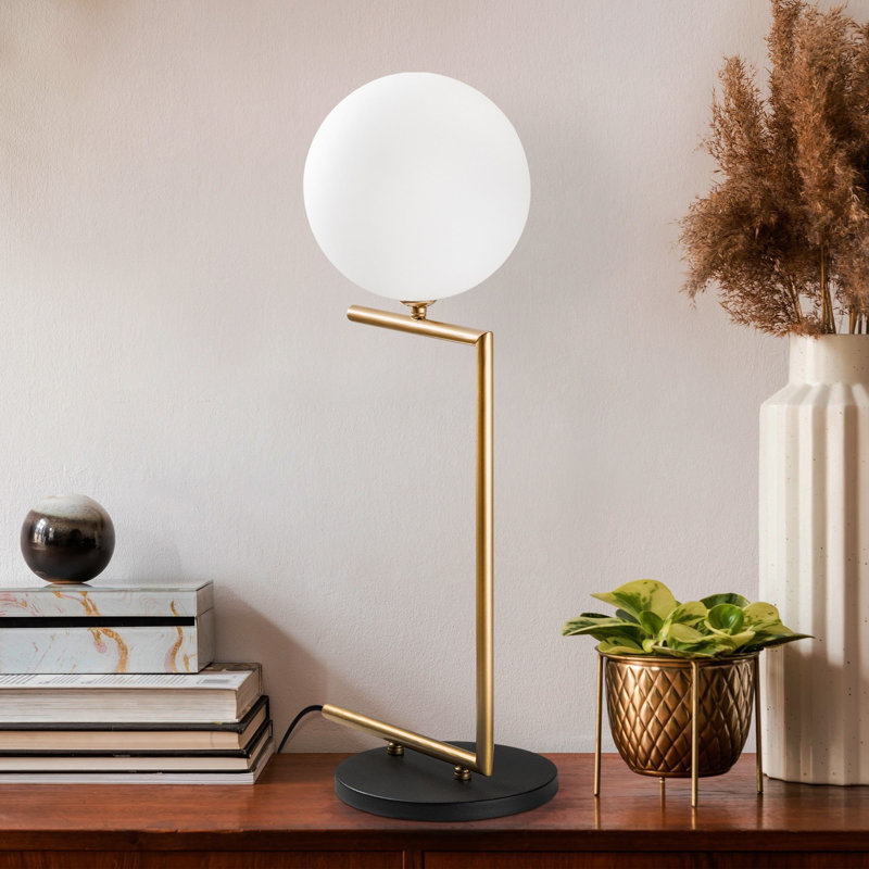 Lampe de table moderne en or, 11,4 po x 7,9 po x 25,2 po | Corps en métal durable, abat-jour de 7,9 po de diamètre | Câble de 6,6 pi avec interrupteur marche / arrêt, douille G9 (ampoule non incluse) | Conception élégante et originale pour la maison et le bureau