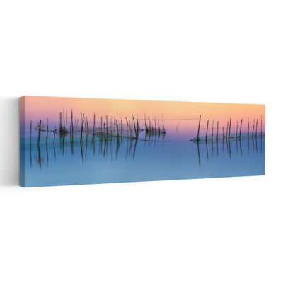 Pastel Lake Poles Colorful Minimalist Peaceful Landscape Nature Wall Art