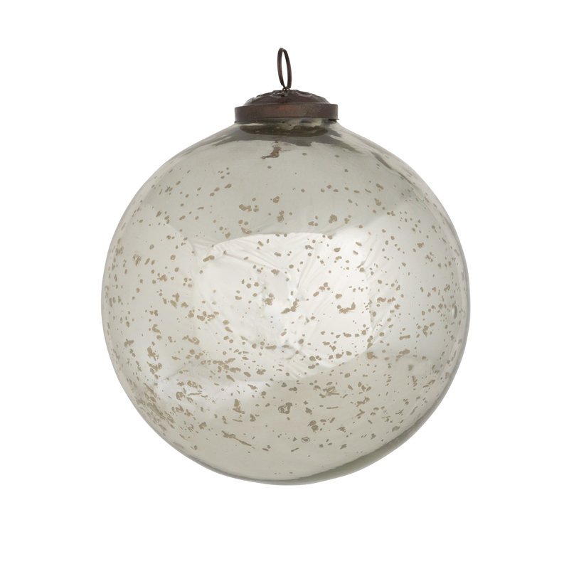 Retro Holiday Glass Ball Ornament, 6" H x 6" W x 6" D