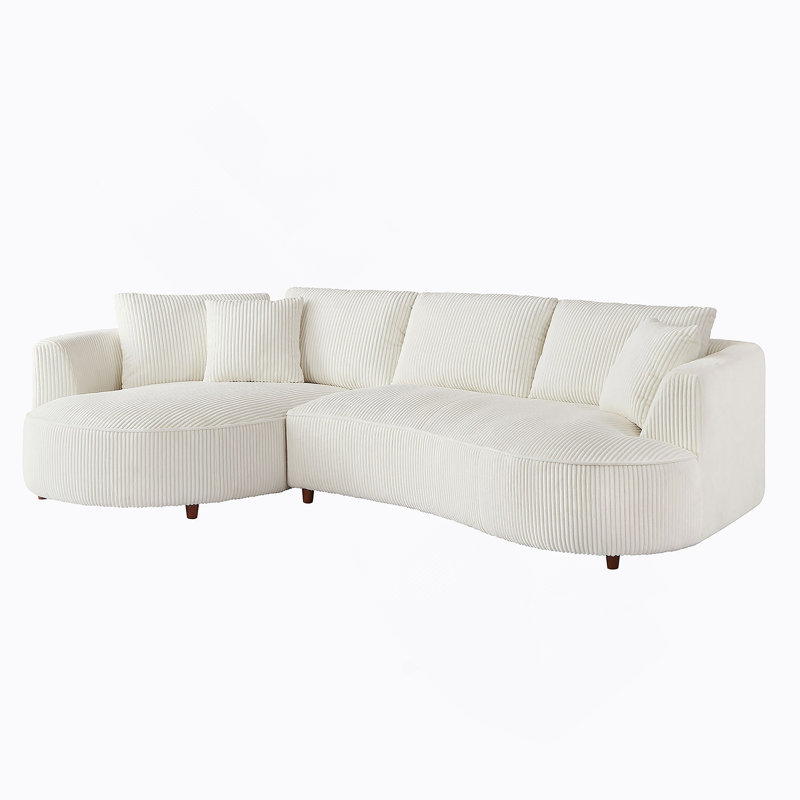 Canapé modulaire surdimensionné à gauche 122,04 pouces, Blanc