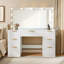 Grand bureau de meuble-lavabo cannelé blanc 47 po avec miroir et lumières DEL réglables-792053738