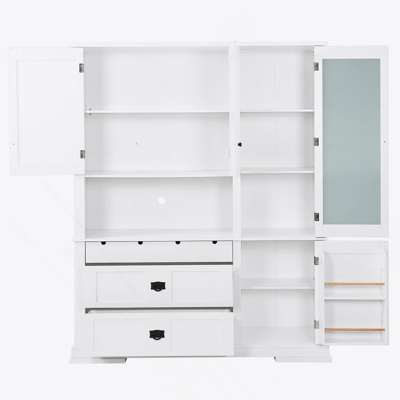 Armoire décorative autoportante, garde-manger avec tiroirs et tablettes réglables