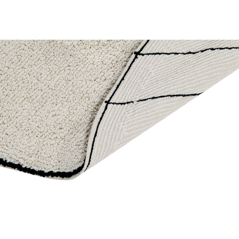 Handmade Tufted Round 5'3" Cotton Area Rug in Beige/Black