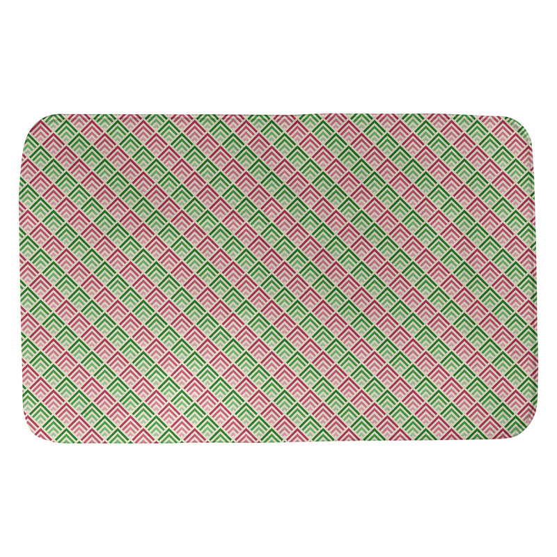 Tapis pour salle de bain dégradé Avicia, l 21 po x L 34 po, Vert et rose