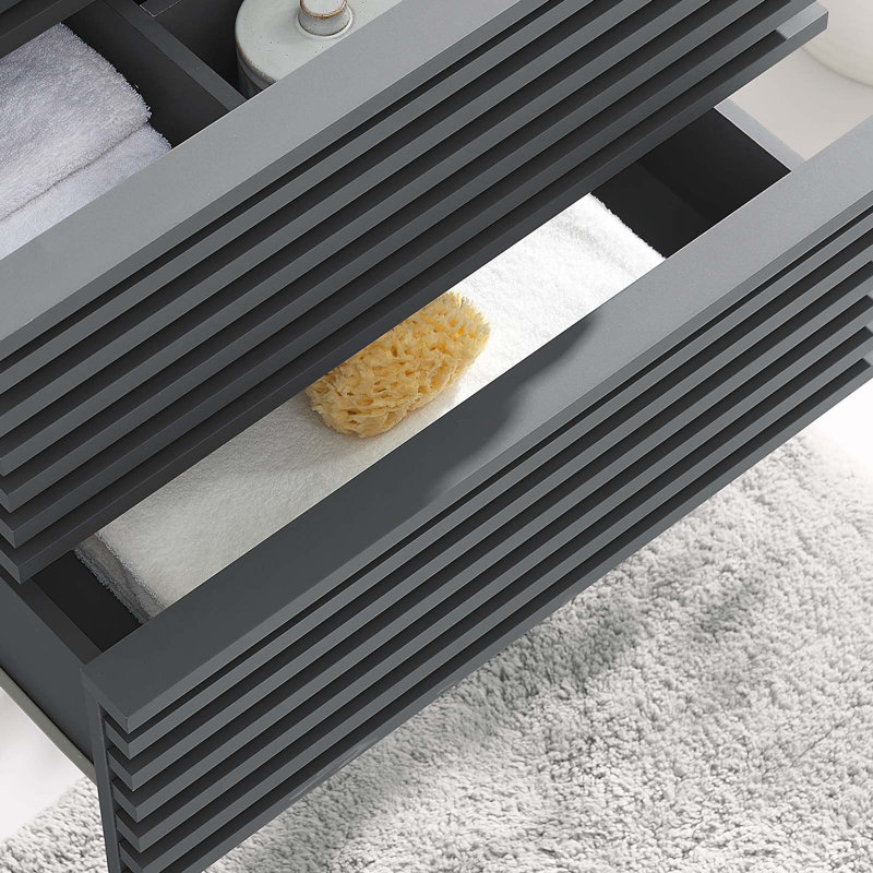 Modway Render 23.5" Wall Mounted Single Bathroom Vanity Base Only, Gray
