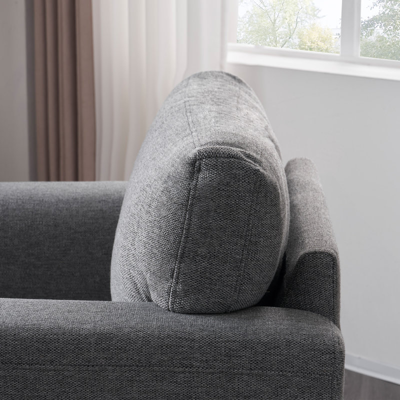 Fauteuil club en lin Blannie, Mélange de polyester gris
