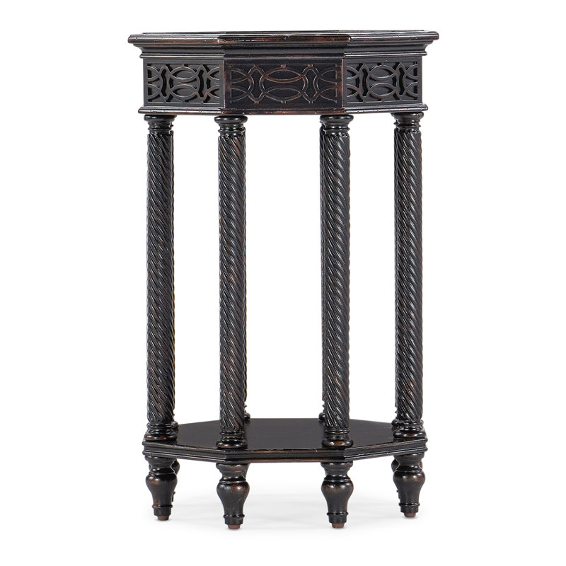 Black Cherry Octagonal Rustic Wood Side Table