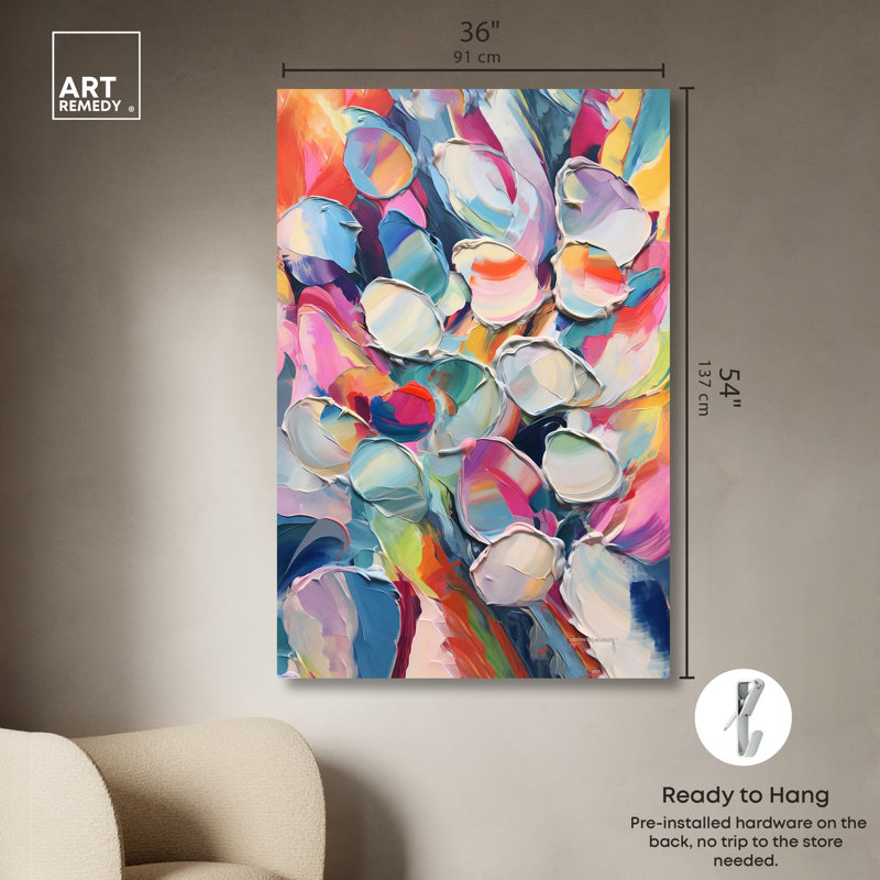 «Some Rainbow Petals», art mural rétro moderne par Art Remedy, Toile tendue, H 54 po x l 36 po