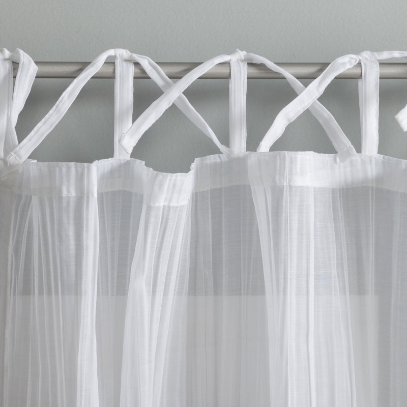 Erasma Sheer Single Curtain Panel, White, 50" W x 95" L