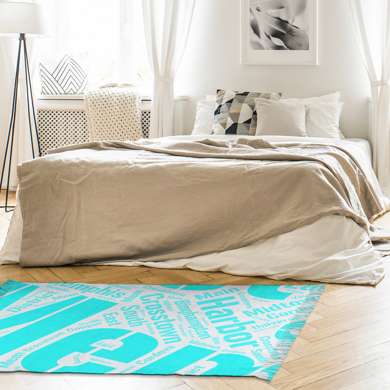 Tapis de zone cyan à tissage plat, Non, Memphis